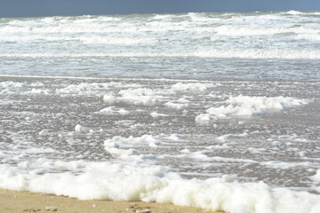 North sea in April in Julianadorp, Netherlands. 