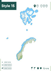 Norway - map with shaded relief, land cover, rivers, lakes, mountains. Biome map.