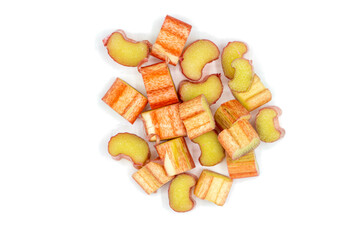 Rhubarb isolated on white background top view
