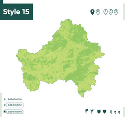 Bryansk Region, Russia - map with shaded relief, land cover, rivers, lakes, mountains. Biome map.
