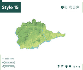 Jewish Autonomous Region, Russia - map with shaded relief, land cover, rivers, lakes, mountains. Biome map.