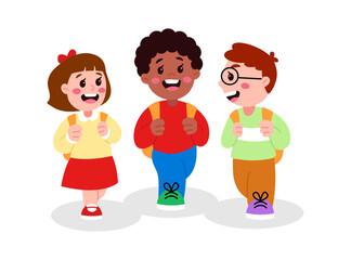 Cartoon cute students clipart go to school