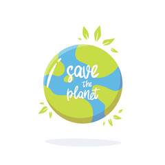 cartoon flat illustration save the planet vector illustration