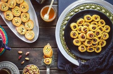 Arabic cuisine; Middle Eastern traditional pastries and Ramadan famous dessert 