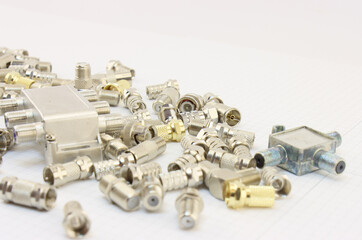 Connectors for connecting a coaxial cable for signal transmission.