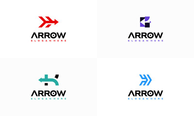 Set of Simple Arrow logo designs concept vector, Line Fast Logistic logo template