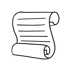 Letter on paper isolated on white background. Vector hand drawn illustration in doodle style.