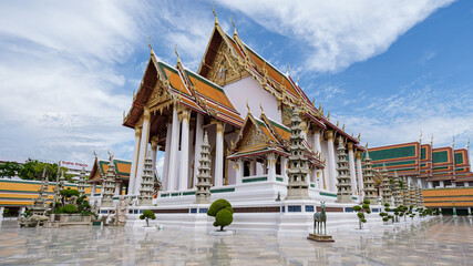 Bangkok Thailand, Wat Suthat Thepwararam Ratchaworahawihan temple in the old city of Bangkok. a...