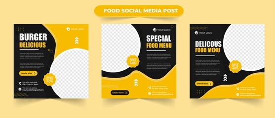 Food menu for restaurant needs banner template social media post with editable photo