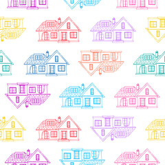 Seamless Pattern of colorful Houses illustration