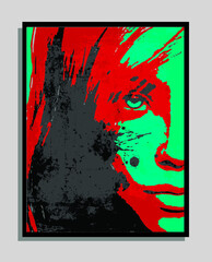 Fototapeta na wymiar Vector image of a portrait of a girl.Interior painting. Nice poster.