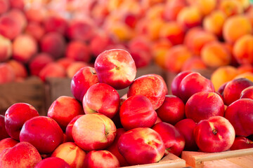 Fresh, ripe nectarines at a local outdoor market