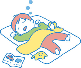 昼寝をする男の子のイラスト