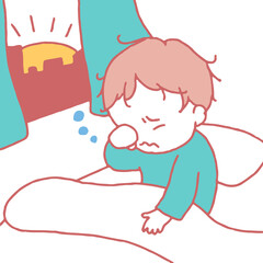 起床する男の子のイラスト