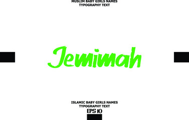 Obraz premium Arabic Girl Name Jemimah Bold Alphabetical Text Design