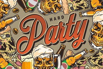 Hard party vintage flyer colorful