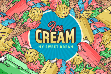 Ice cream vintage colorful flyer