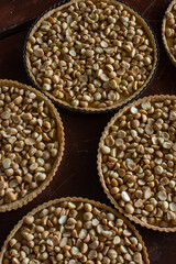 Preparing a macadamia pie with toffee. Kneading and baking of a cake. Pastry and pastry.