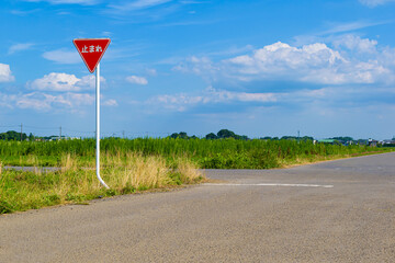 【交通標識】十字路と一時停止規制標識