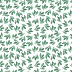 Fototapeta na wymiar green leaf watercolor seamless pattern
