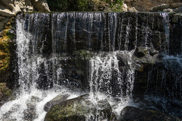 Permet, Albania A waterfall at the   Benja Thermal Baths in the mountains.