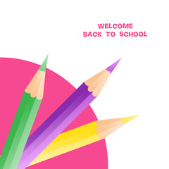 Vector illustration with design template for Back to school event banner with pencils,s and welcome Back to School quote