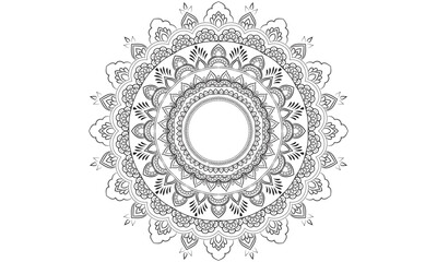 Hand drawn mandala for Henna, tattoo, decoration. Decorative ornament in ethnic oriental style. Coloring book page.