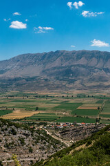 Fototapeta na wymiar Gjirokaster, Albania A view over rich fertile farmland