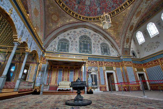 Topkapi Palace, Istanbul, Turkey, June 22nd 2022: Throne Room Inside Harem Section