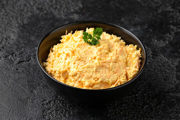 Tasty Cheese, carrot salad served on top of bread