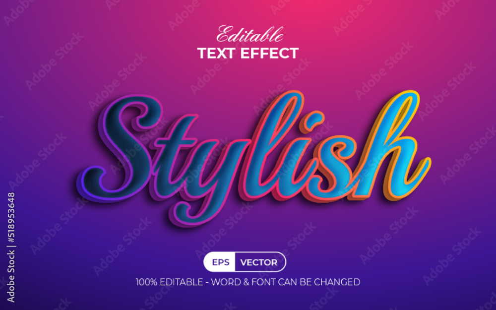 Poster stylish text effect colorful style. editable text effect.