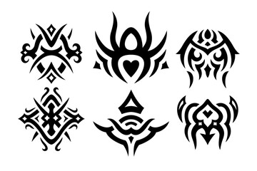 Vector set with isolated black fantasy icons