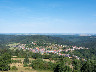 village of dabo in vosges landscape seen from rock of dabo in france