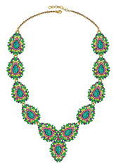 Jewelry design art coral necklace. Hand drawing and painting on paper.