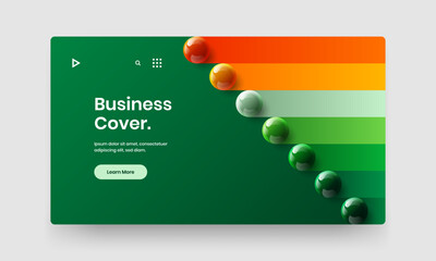Original 3D balls web banner layout. Multicolored magazine cover vector design illustration.