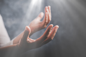 Woman Pray for god blessing to wishing have a better life