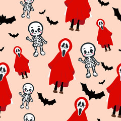 Fototapeta na wymiar Halloween character trick or treat seamless pattern background