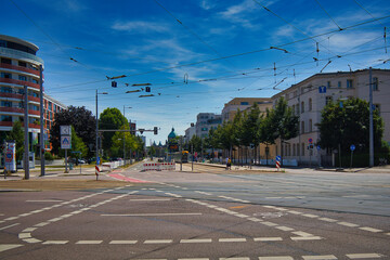 Haltestelle Straßenbahn am Westplatz, Käthe Kollwitz Strasse, Leipzig, Sachsen, Deutschland