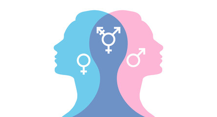 World sexual health day. Man, woman, Third gender and sex concept. Concept of gender, health and development. Symbol of transgender on color background. - obrazy, fototapety, plakaty
