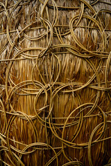 Background and texture of old natural woven straw.