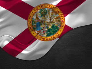 USA State of Florida Flag in Metal Style