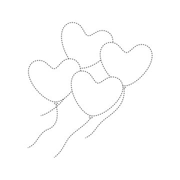 Heart balloon tracing worksheet for kids