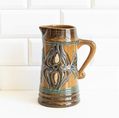 Mid-century modern pottery - brown water jug