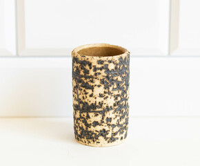 Mid-century modern design ceramic vase isolated