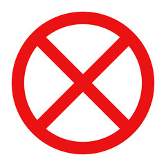 Round X icon : Do not red circle crossed sign, don't doing something, stop or prohibited isolated sign