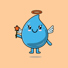 Cute Cartoon water drop character in the form of fairy in flat cartoon style concept