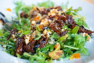Delicious vegan greek salad with vegetables
