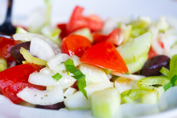 Close up on traditional delicious greek salad