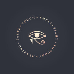 Eye Of Horus Logo on dark background - obrazy, fototapety, plakaty