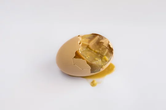 Rotten Egg in White Plate on Wood Background. Stock Image - Image of  chicken, detail: 64948625